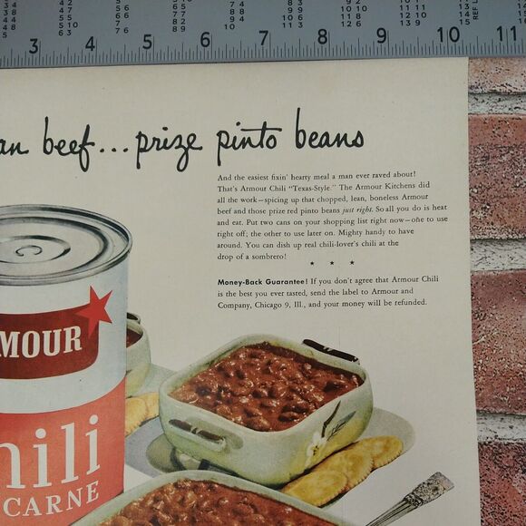 Vtg 1950 - Armour Chili Con Carne Pantry Shelf Meats - Original Retro PRINT AD - Picture 6 of 9